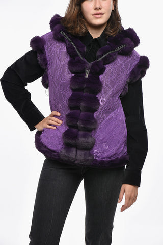 Reversible Eco-fur Vest with Lace Lining
