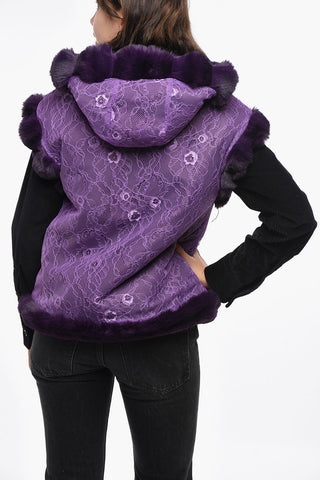 Reversible Eco-fur Vest with Lace Lining