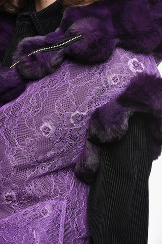 Reversible Eco-fur Vest with Lace Lining