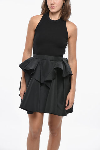 Ribbed Knit Minidress with Ruffled Skirt