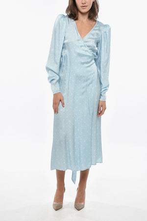 Wickelkleid aus Satin mit Polka-Dot-Muster