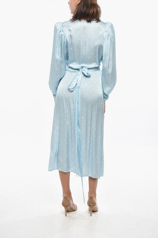Wickelkleid aus Satin mit Polka-Dot-Muster