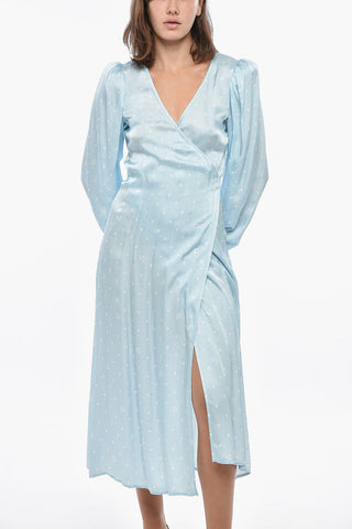 Wickelkleid aus Satin mit Polka-Dot-Muster
