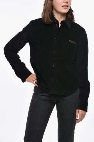 Corduroy Shirt with Leather Breast-pocket