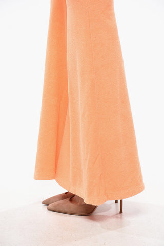 Cotton Terry Bootcut Pants with Elastic Waistband