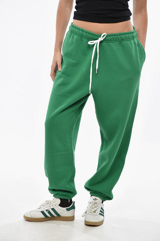 Joggers in Cotone Flepato con Elatico in Vita