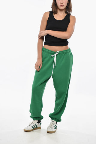 Joggers in Cotone Flepato con Elatico in Vita
