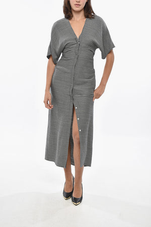 Wool-Blend Houndstooth Shirt Dress