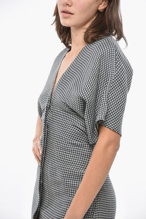 Wool-Blend Houndstooth Shirt Dress