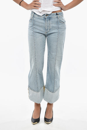 Cropped-Fit-Jeans In Heller Waschung Mit Umschlag