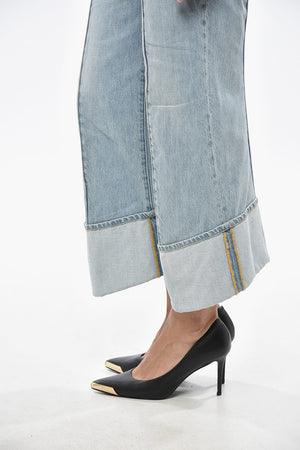 Cropped-Fit-Jeans In Heller Waschung Mit Umschlag