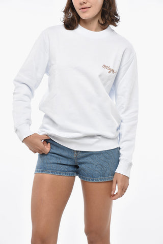 Cotton Crewneck Sweatshirt with Logo Embroidery
