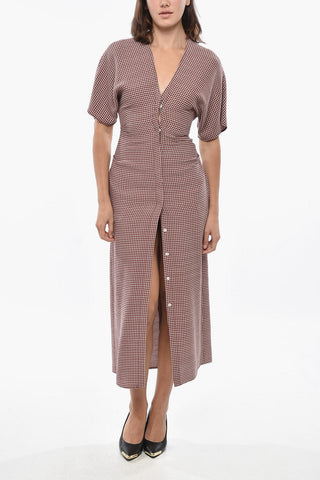 Houndstooth Wool-Blend Shirt Dress