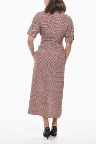 Houndstooth Wool-Blend Shirt Dress