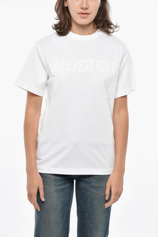 T-Shirt Girocollo in Cotone con Logo in Rilievo