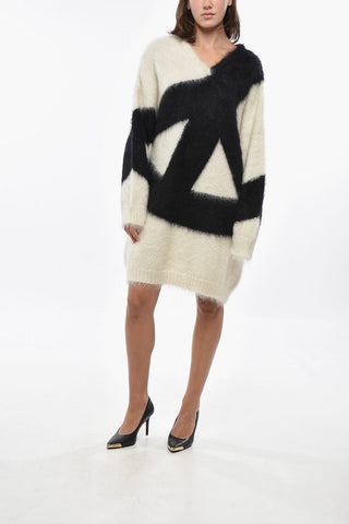 COUTURE! Vestito Teddy Bicolore a Maniche Lunghe