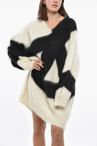 COUTURE! Vestito Teddy Bicolore a Maniche Lunghe