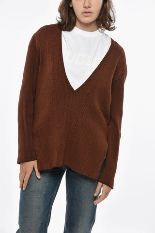 Maglia in Misto Seta con Collo a V