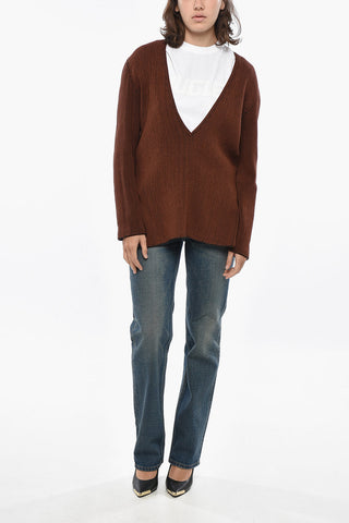 Maglia in Misto Seta con Collo a V