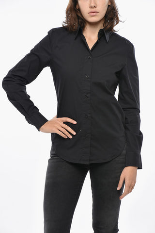 Popeline-Bluse GISEY mit besticktem Kragen