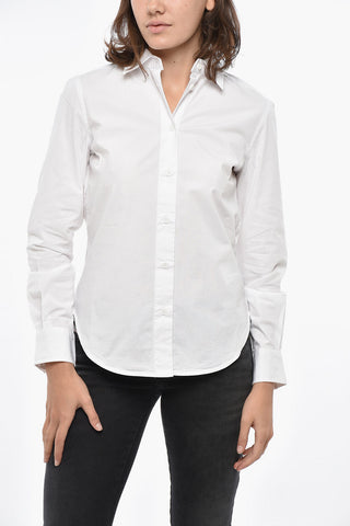 Bluse C-GISEY-OUT aus Stretch-Baumwolle mit tonalem Logo