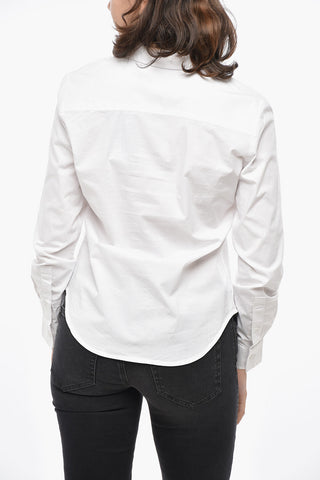 Bluse C-GISEY-OUT aus Stretch-Baumwolle mit tonalem Logo
