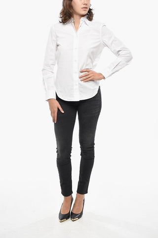 Bluse C-GISEY-OUT aus Stretch-Baumwolle mit tonalem Logo