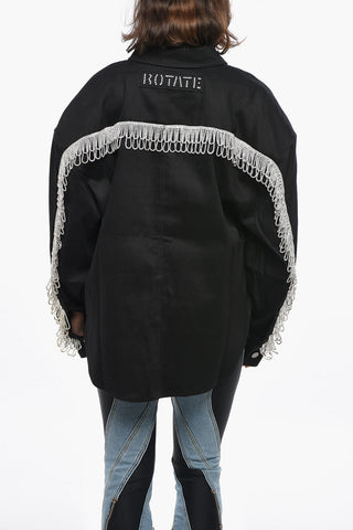 Twill Oversize-Fit Overshirt with Jewel Details