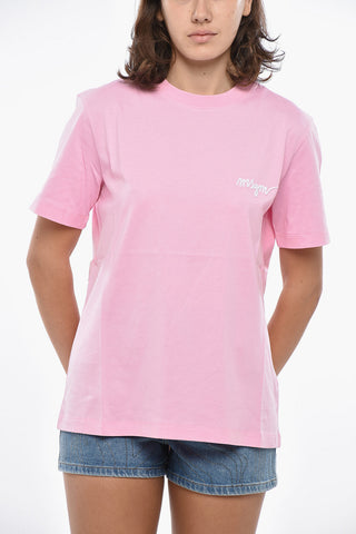 Cotton Crewneck T-Shirt with Embroidered Logo