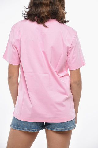 Cotton Crewneck T-Shirt with Embroidered Logo