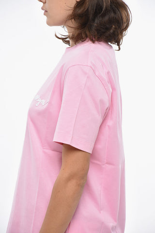 Cotton Crewneck T-Shirt with Embroidered Logo