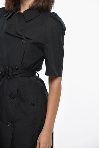 Double-Breasted Cotton-Blend Shirt Dress with Belt