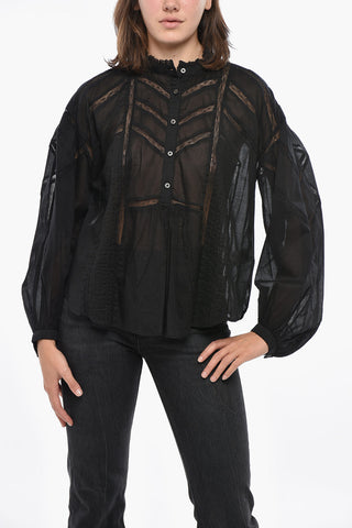 ETOILE Blusa in Chiffon di Cotone GELMA con Collo Coreano