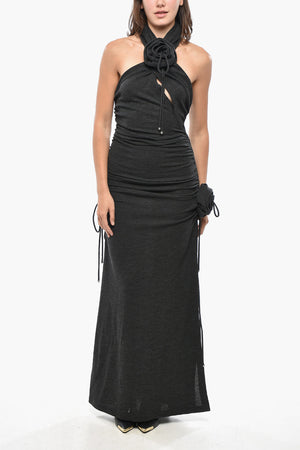 Wool Halter-Neck Dress with Open Back