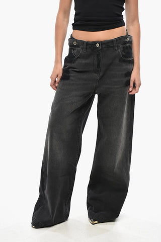 Wide-Leg Dark Wash Vintage-Effect Jeans 32cm