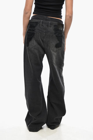 Wide-Leg Dark Wash Vintage-Effect Jeans 32cm