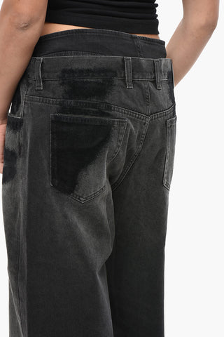 Wide-Leg Dark Wash Vintage-Effect Jeans 32cm
