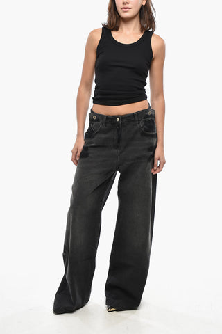 Wide-Leg Dark Wash Vintage-Effect Jeans 32cm
