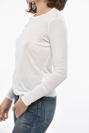 Leichtes Baumwoll-T-Shirt mit Rundhalsausschnitt und langen Ärmeln