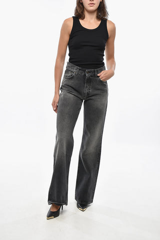 Wide-Leg Jeans KOREA in Dark Wash with Tone-On-Tone Button 28cm