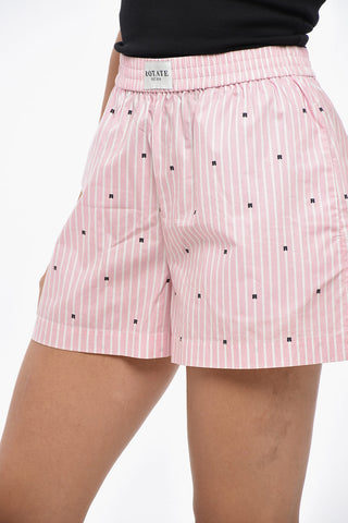 Gestreifte Shorts mit Allover-Monogramm