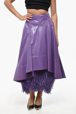 Leather Midi Skirt with Fringed Petticoat