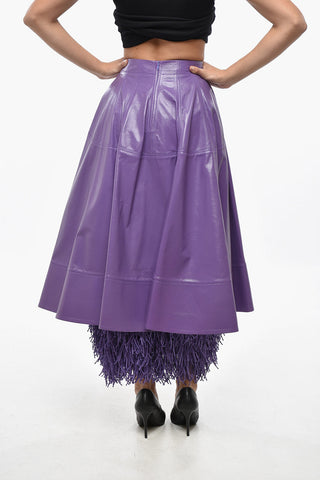 Leather Midi Skirt with Fringed Petticoat