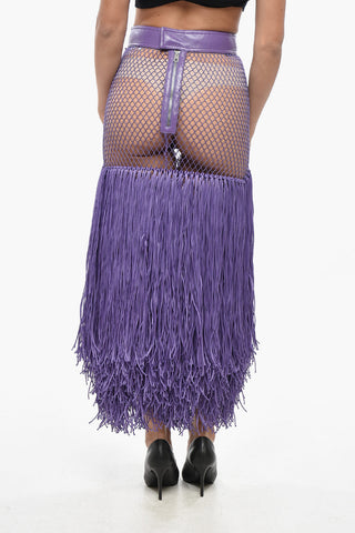Leather Midi Skirt with Fringed Petticoat