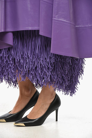Leather Midi Skirt with Fringed Petticoat