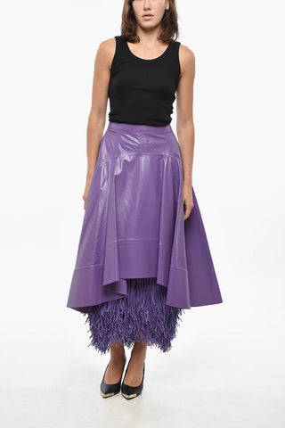 Leather Midi Skirt with Fringed Petticoat