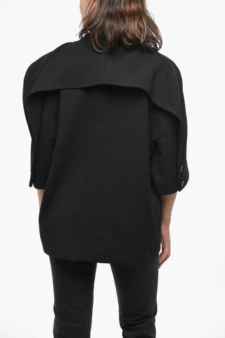 Wool Top with 3/4 Sleeves and Draped Design