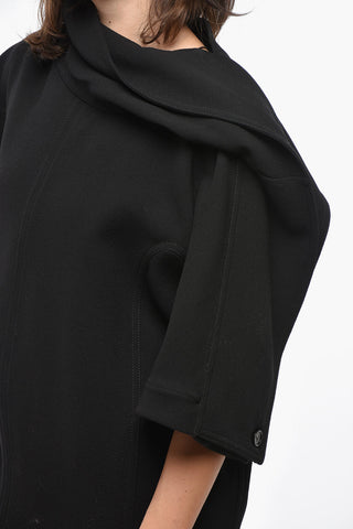 Wool Top with 3/4 Sleeves and Draped Design