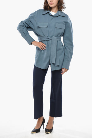 Saharani-Hemd aus Gabardine mit Gürtel