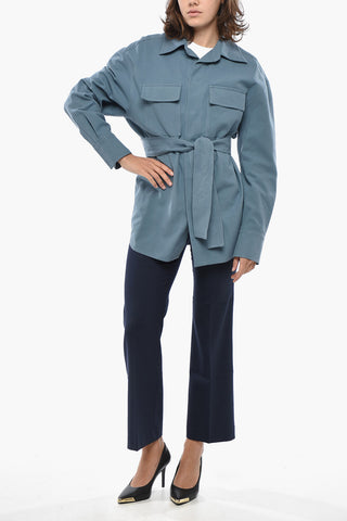 Saharani-Hemd aus Gabardine mit Gürtel